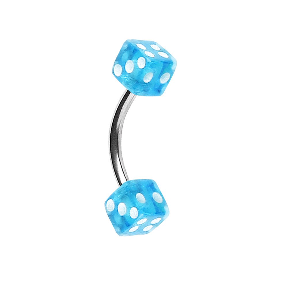 316L Surgical Steel Eyebrow Ring with UV Acrylic Dice Balls