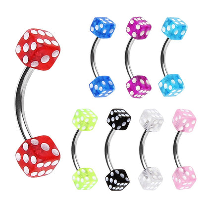 316L Surgical Steel Eyebrow Ring with UV Acrylic Dice Balls