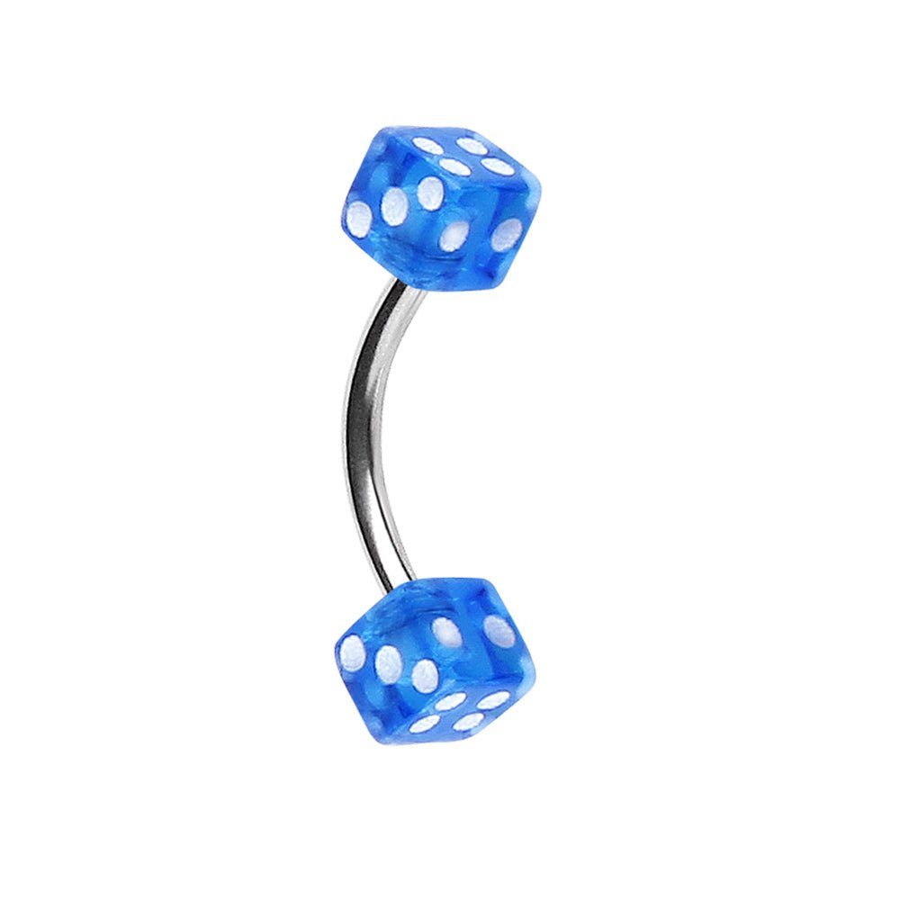 316L Surgical Steel Eyebrow Ring with UV Acrylic Dice Balls