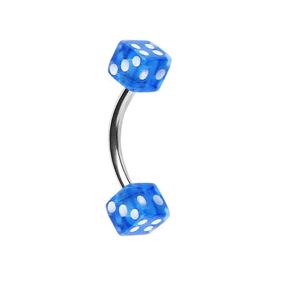 316L Surgical Steel Eyebrow Ring with UV Acrylic Dice Balls