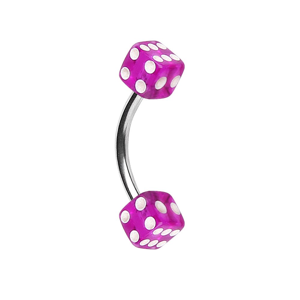 316L Surgical Steel Eyebrow Ring with UV Acrylic Dice Balls