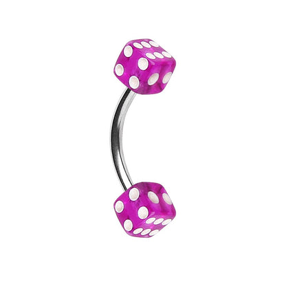 316L Surgical Steel Eyebrow Ring with UV Acrylic Dice Balls