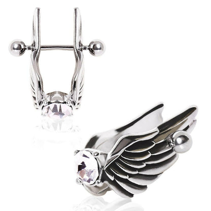 316L Surgical Steel Feathered Angel Wings with Gem Cartilage Earring Cartilage Impulse Piercings