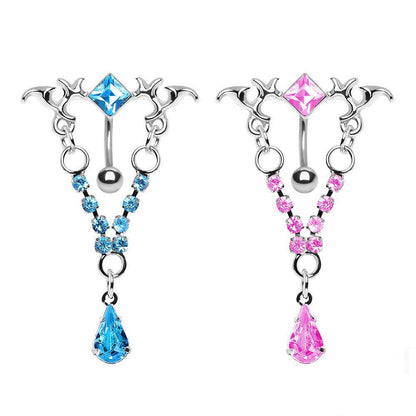 316L Surgical Steel Gemmed Tribal Chandelier Top Down Navel Ring