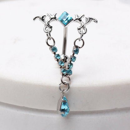 316L Surgical Steel Gemmed Tribal Chandelier Top Down Navel Ring