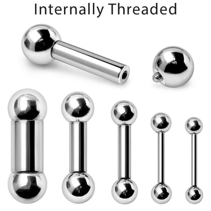 316L Surgical Steel Internally Threaded Industrial Barbell Industrial Barbell Skin Metals