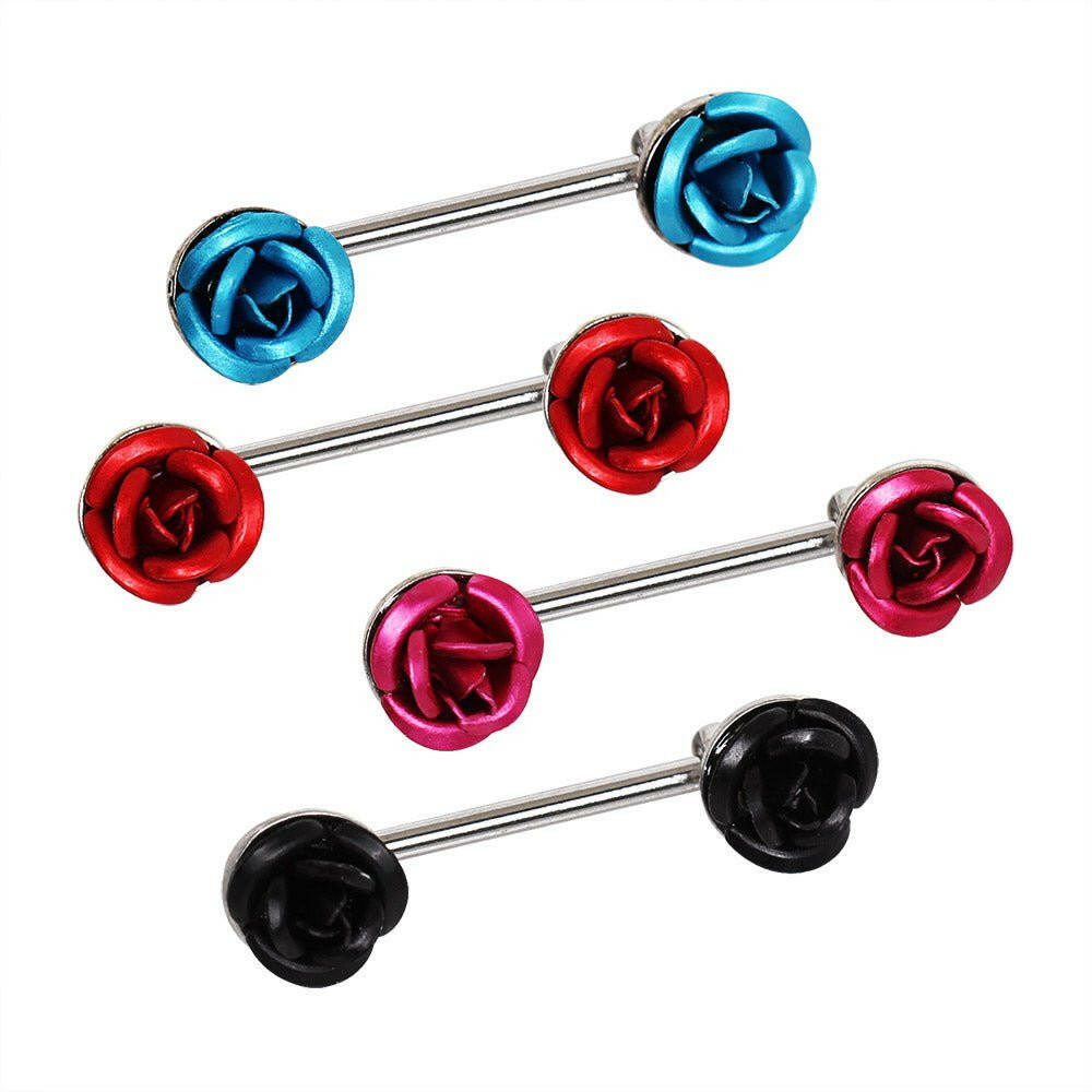 Surgical Steel Metal Rose Nipple Bar Nipple Ring Impulse Piercings