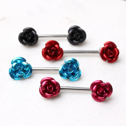 Surgical Steel Metal Rose Nipple Bar Nipple Ring Impulse Piercings