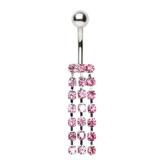 316L Surgical Steel Multi CZ Tassel Navel Ring