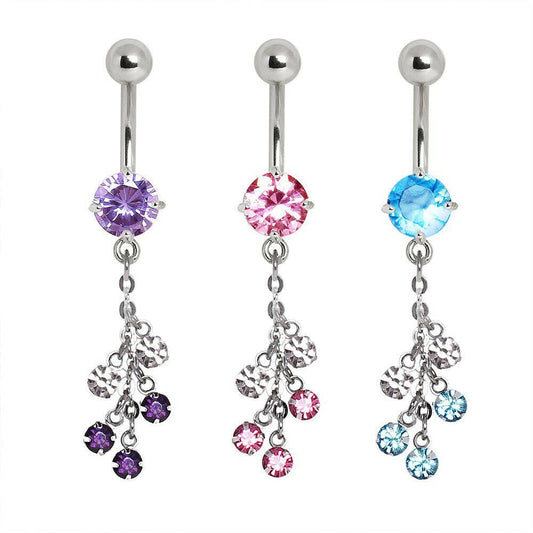 316L Surgical Steel Multi CZ Vine Navel Ring Navel Ring Impulse Piercings