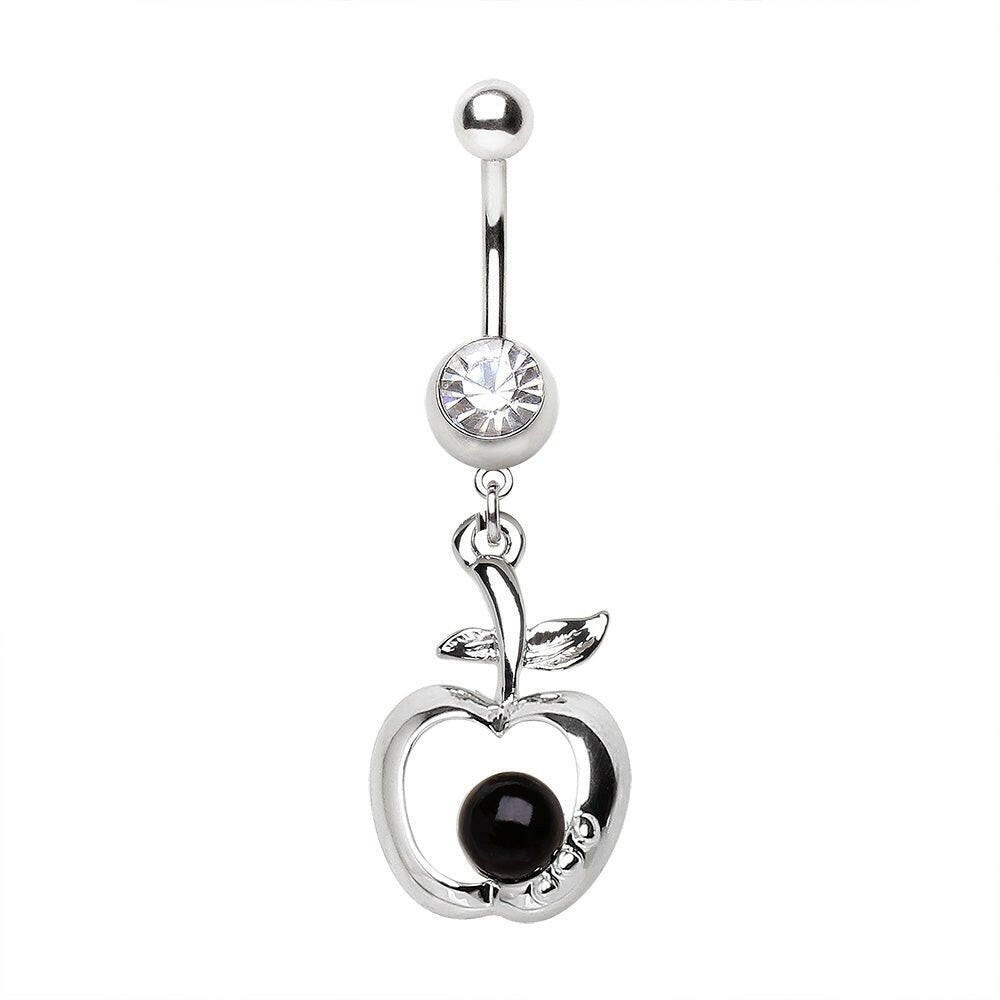 Surgical Steel Navel Ring with Apple Dangle Navel Ring Impulse Piercings