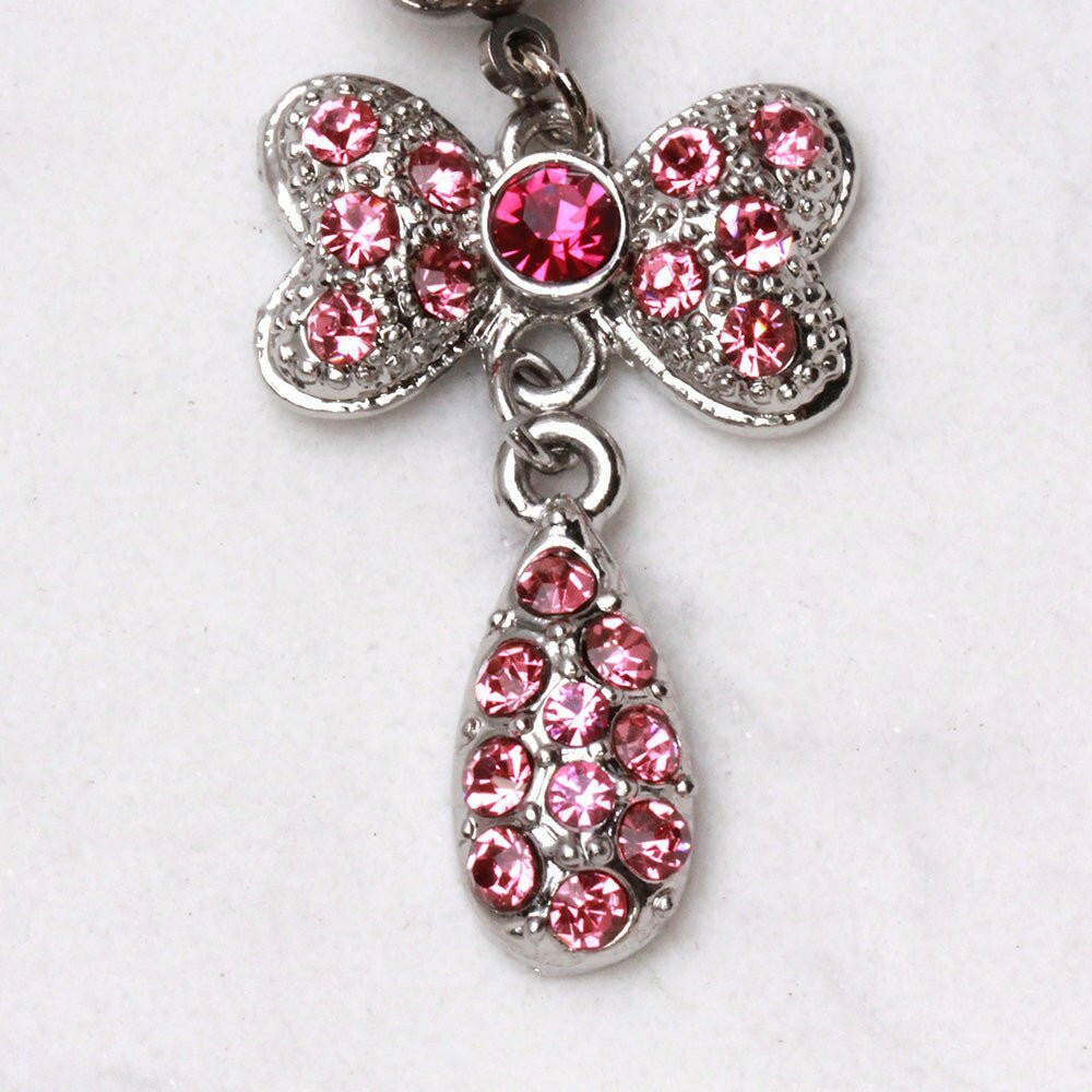 316L Surgical Steel Navel Ring with Bow Tie and Water Drop