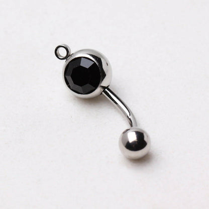 316L Surgical Steel Navel Ring with Gems and a Ring to Attach Dangle