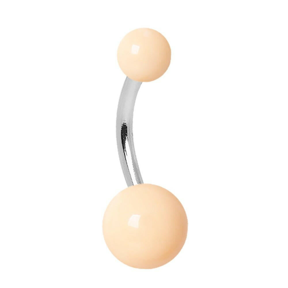 316L Surgical Steel Navel Ring with Nude Acrylic Balls Navel Ring Impulse Piercings