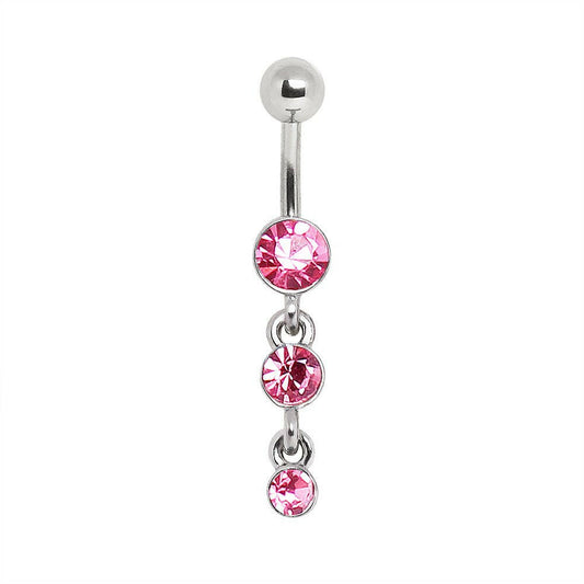 316L Surgical Steel Navel Ring with Three Tier Drops Navel Ring Impulse Piercings