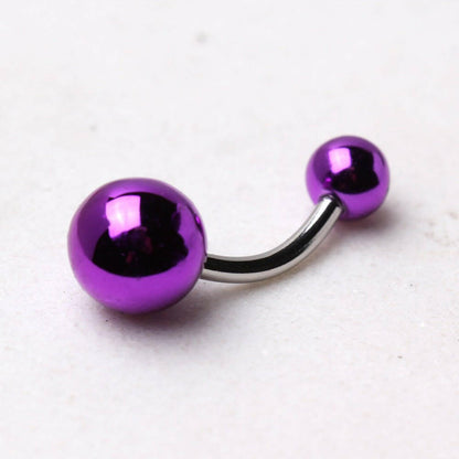 Surgical Steel Navel Ring with Vacuum-Coated Metallic Acrylic Balls Navel Ring Impulse Piercings Purple