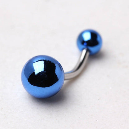 Surgical Steel Navel Ring with Vacuum-Coated Metallic Acrylic Balls Navel Ring Impulse Piercings Blue