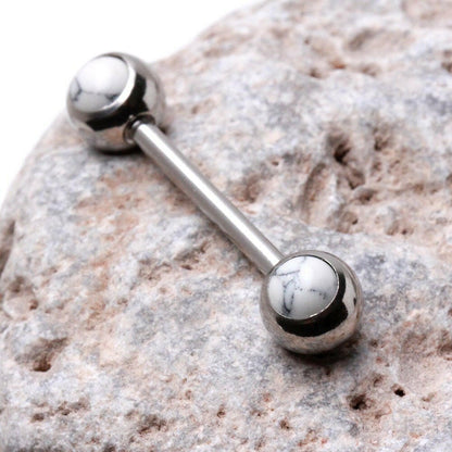 Surgical Steel Nipple Bar with Natural Stones Nipple Ring Impulse Piercings