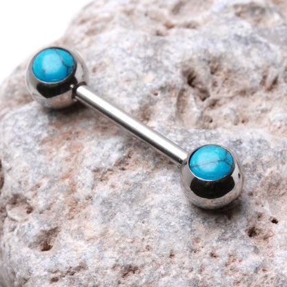 Surgical Steel Nipple Bar with Natural Stones Nipple Ring Impulse Piercings