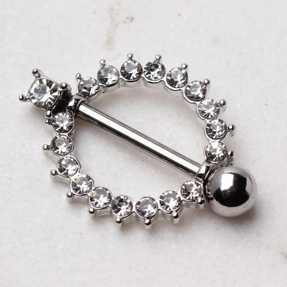 316L Surgical Steel Nipple Ring with Multi CZ Ring Nipple Ring Impulse Piercings Clear