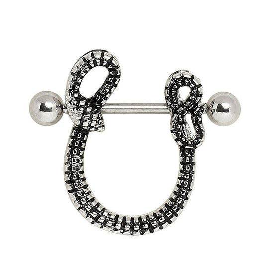 Surgical Steel Nipple Shield with Snake Nipple Ring Impulse Piercings