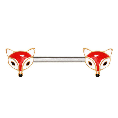 Surgical Steel Rose Gold Plated Red Fox Nipple Bar Nipple Ring Impulse Piercings