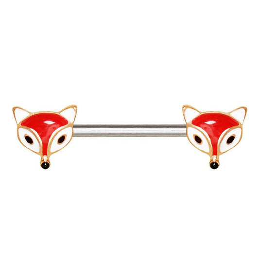 Surgical Steel Rose Gold Plated Red Fox Nipple Bar Nipple Ring Impulse Piercings