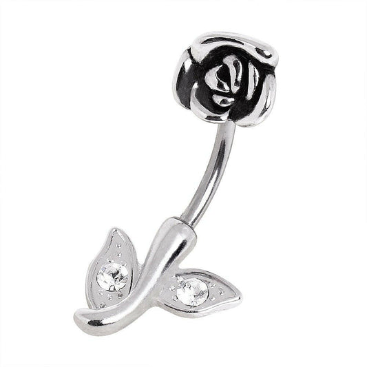 Surgical Steel Rose Navel Ring Navel Ring Impulse Piercings