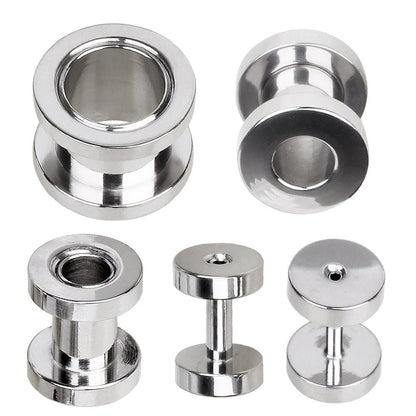 316L Surgical Steel Screw Fit Tunnel Plug Up to 2" — Sold as Pair - Skin Metals