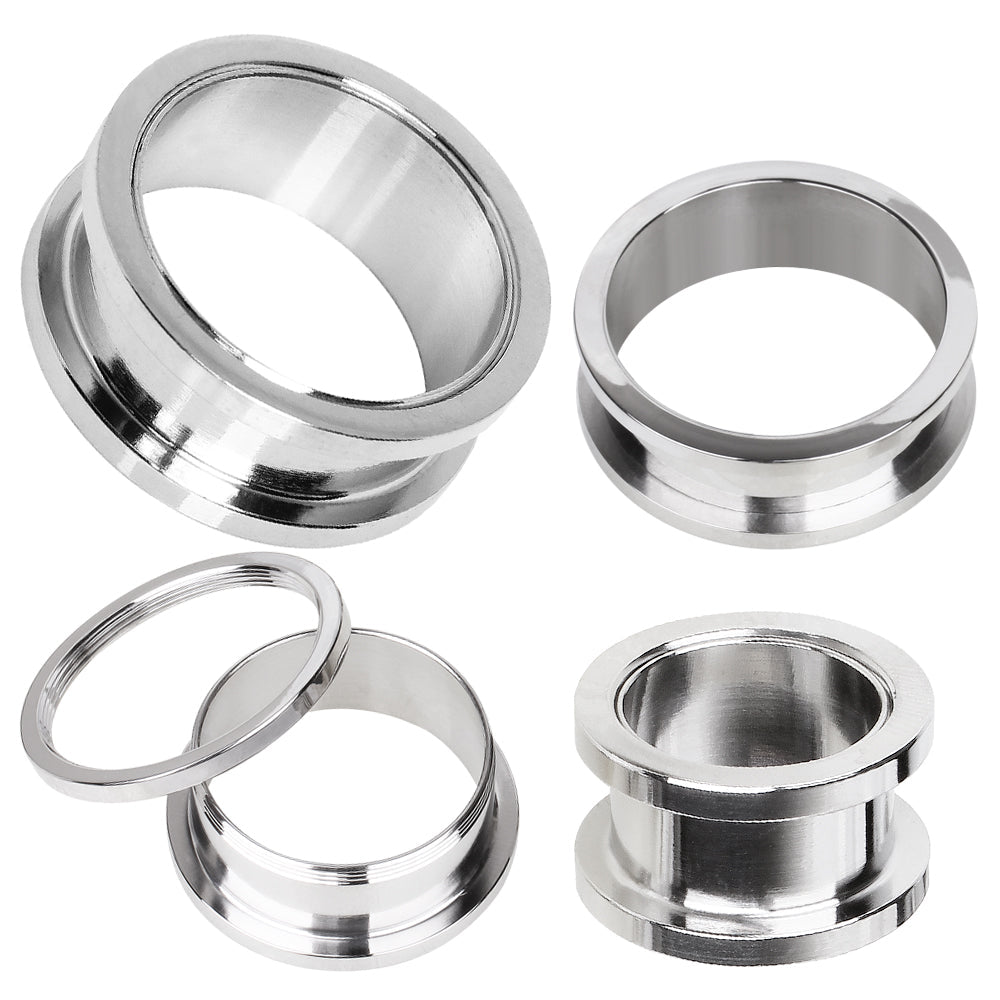 316L Surgical Steel Screw Fit Tunnel Plug Up to 2" — Sold as Pair - Skin Metals