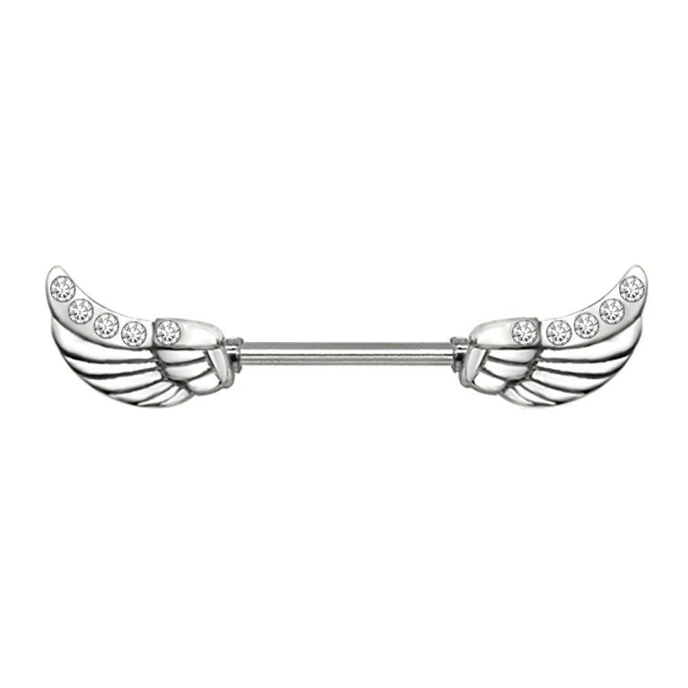 Surgical Steel Twinkling Angelic Wings Nipple Bar Nipple Ring Impulse Piercings