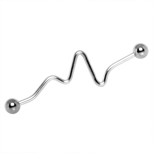 316L Surgical Steel Wave Industrial Barbell Industrial Barbell Impulse Piercings