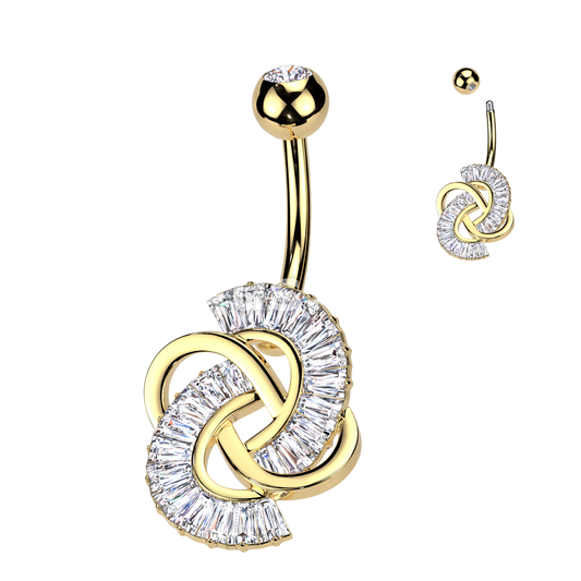 Surgical Steel Baguette CZ Knot Belly Button Navel Ring Navel Rings Skin Metals