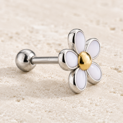316L Surgical Steel Sweet White Daisy Cartilage Earring - Skin Metals
