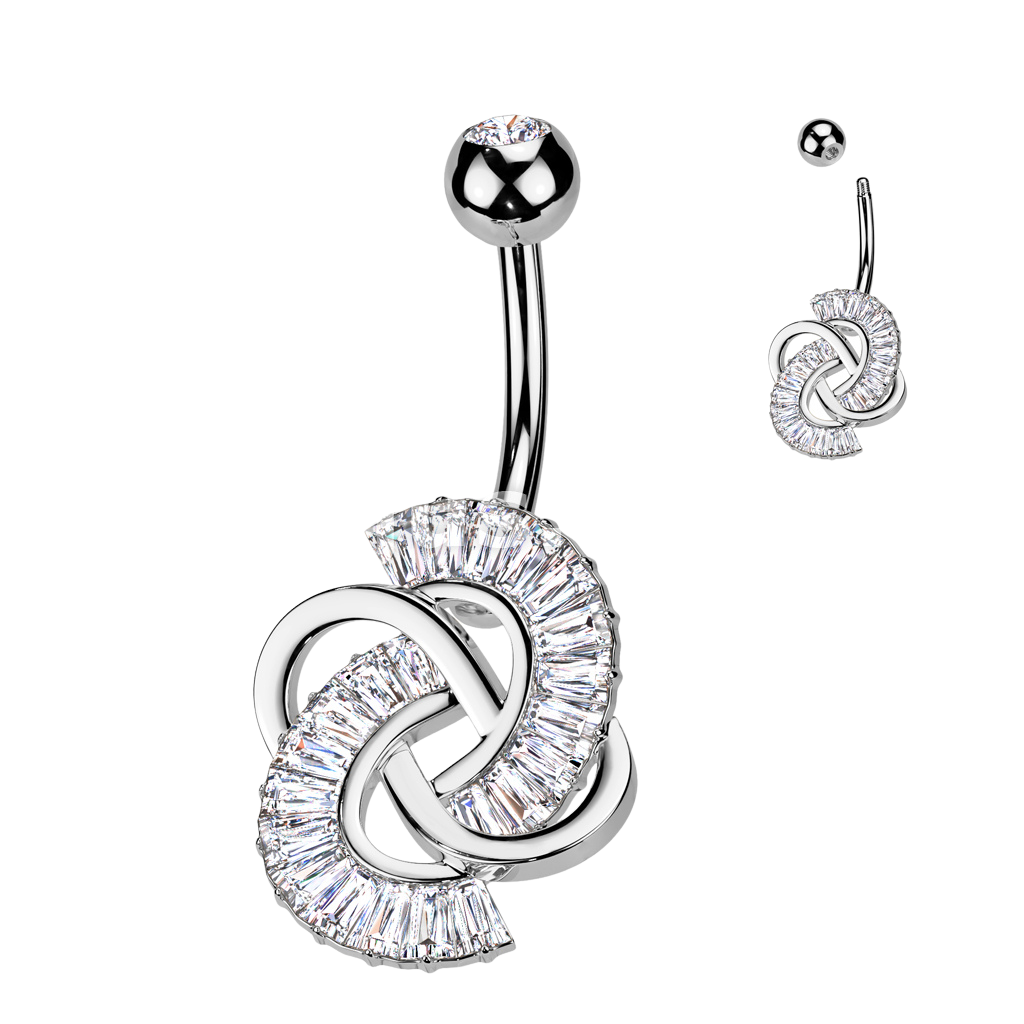 Surgical Steel Baguette CZ Knot Belly Button Navel Ring Navel Rings Skin Metals