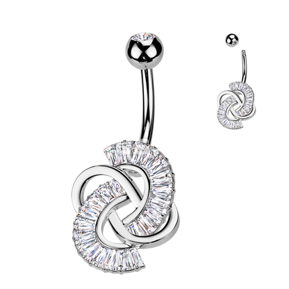 Surgical Steel Baguette CZ Knot Belly Button Navel Ring Navel Rings Skin Metals