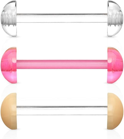 Acrylic Flexible Barbell w/ Acrylic Half Ball Barbell Skin Metals