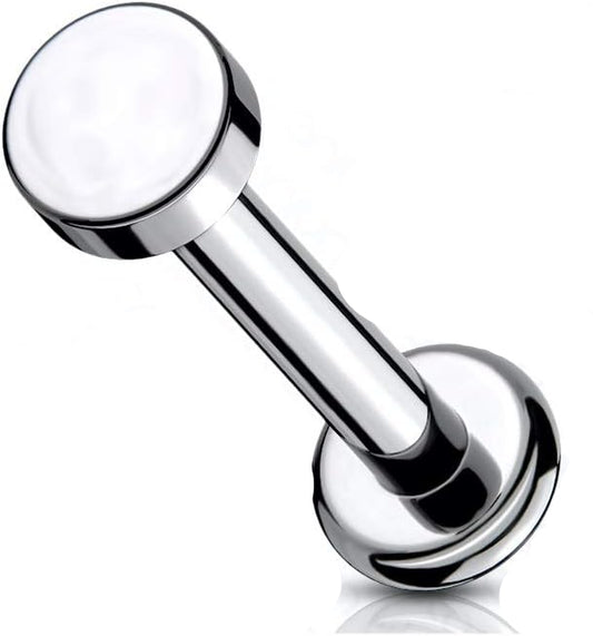 Implant Grade Titanium Internally Threaded Flat Round Top Labret Stud Labret Skin Metals
