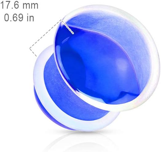 Convex Front Single Flared Glass Plugs With Clear Silicone O-Ring Plugs Impulse Piercings