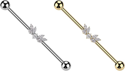 Surgical Steel Marquise CZ Wings Industrial Barbell Industrial Barbell Skin Metals