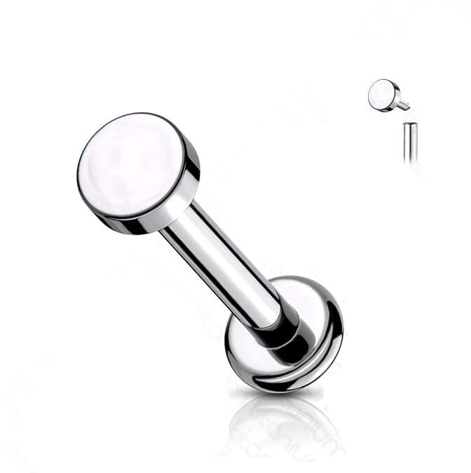 Implant Grade Titanium Internally Threaded Flat Round Top Labret Stud Labret Skin Metals
