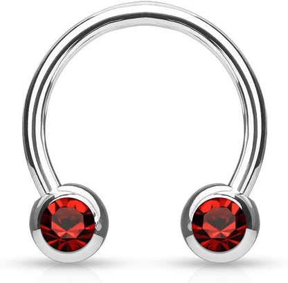 Front Facing Jewel Set Balls IP Over 316L Surgical Steel Circular/Horseshoes For Nipple, Septum and Ear Cartilage Piercings Horseshoe Skin Metals