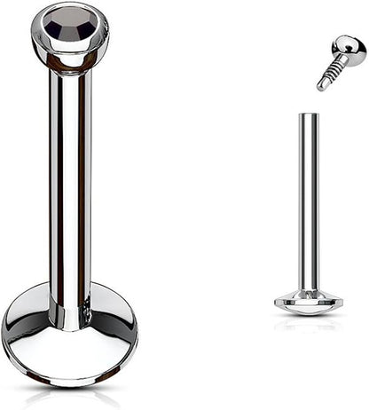 Press Fit Gem Ball Internally Threaded 316L Surgical Steel Labret/Monroe With 4mm Cambered Base Labret Skin Metals