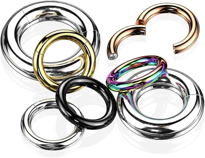 316L Surgical Steel Large Gauge Hinged Clicker Segment Ring Clicker Ring Skin Metals
