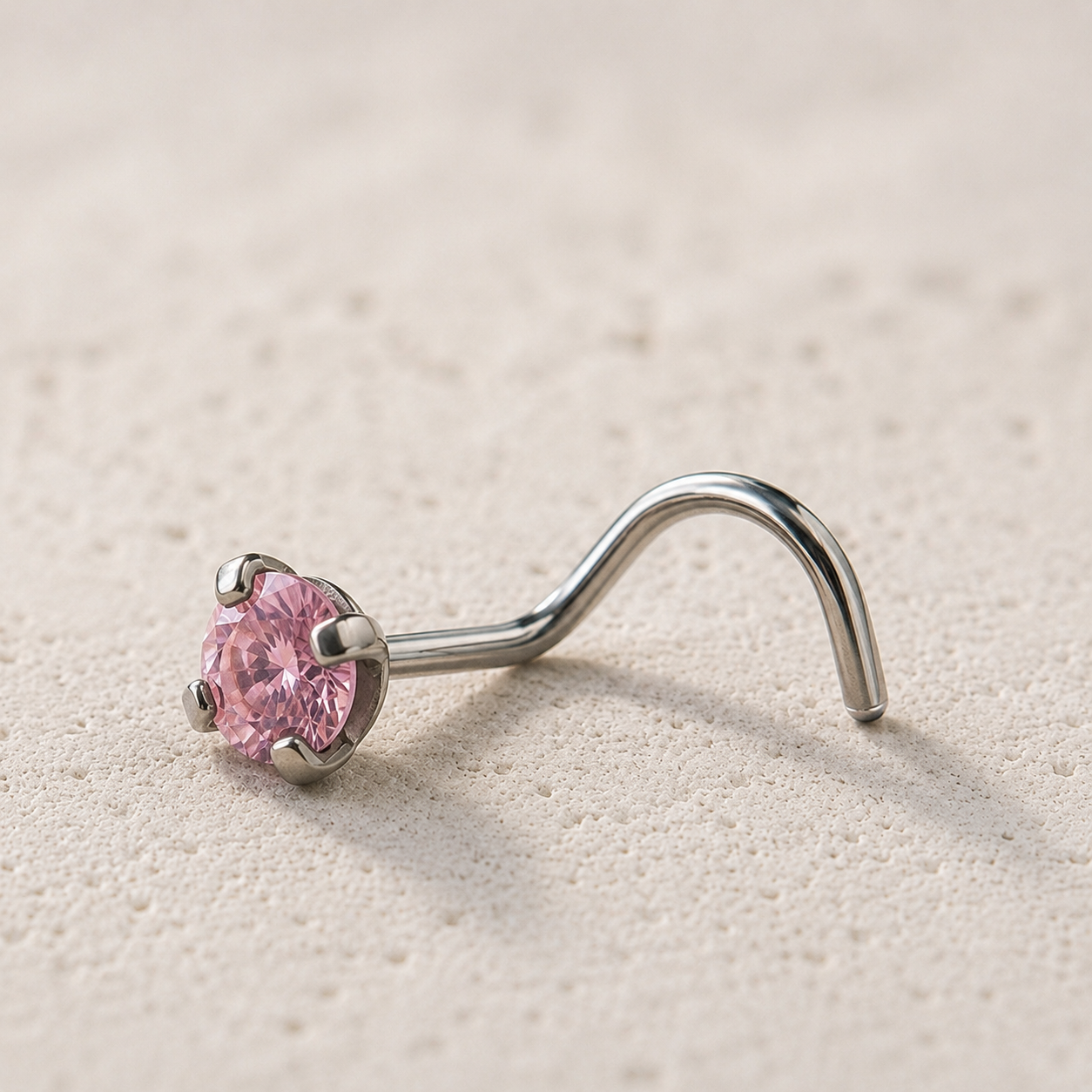 CZ Prong Set Screw Nose Ring 18G 20G | Cubic Zirconia Nose Stud | Implant Grade 316L Stainless Steel | Dainty Gem Nose Ring