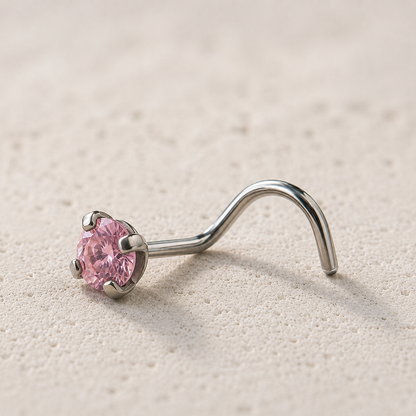 CZ Prong Set Screw Nose Ring 18G 20G | Cubic Zirconia Nose Stud | Implant Grade 316L Stainless Steel | Dainty Gem Nose Ring