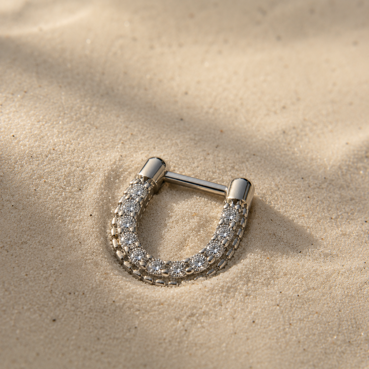 36L Surgical Steel Sparkly Gemmed Septum Clicker - Skin Metals
