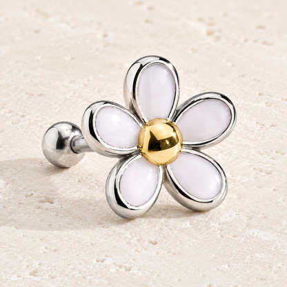 316L Surgical Steel Sweet White Daisy Cartilage Earring - Skin Metals