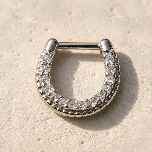 36L Surgical Steel Sparkly Gemmed Septum Clicker - Skin Metals
