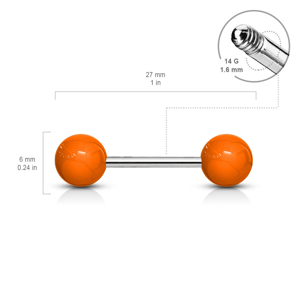Solid Colored Acrylic Ball 316L Surgical Steel Barbell Barbell Skin Metals